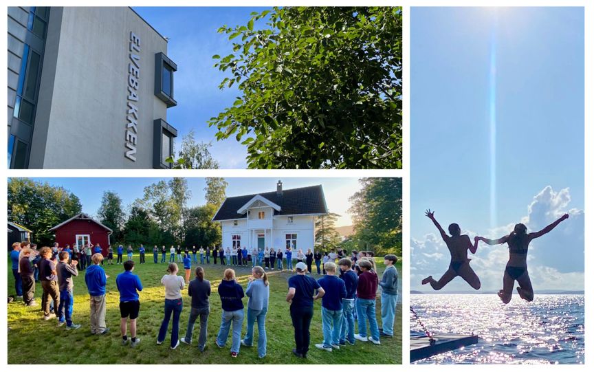 en gruppe mennesker som står utenfor en gruppe mennesker som står utenfor